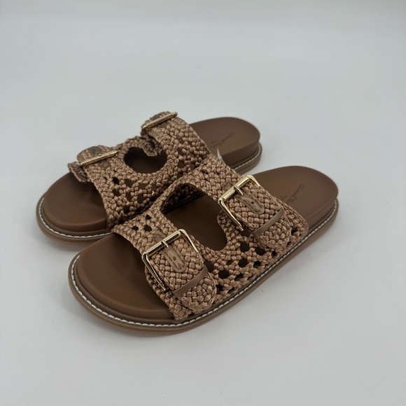 Universal Thread Women's Tan Kylie Woven Two Band Footbed Sandals Size 8 - Picture 3 of 8